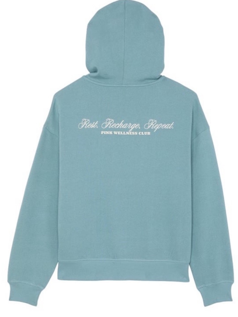 PINK Victoria's Secret Wellness Club Full Zip Up Hoodie in Light Teal - Picture 2 of 4